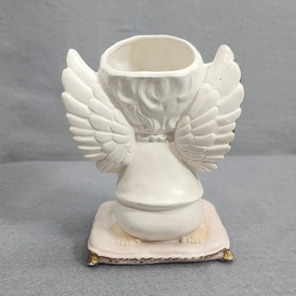Vintage Lefton Praying Angel Planter White Gold Trim Japan Cherub‎ 5.5in